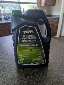 Peak Green Antifreeze and Coolant . 50/50 Diluted.
New