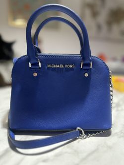 Michael Kors Blue Saffiano Leather Crossbody Satchel