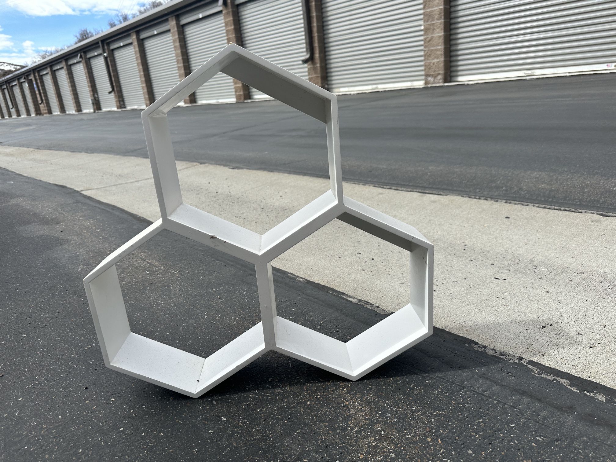 Land of Nod Crate Barrel Honeycomb White Wood Hexagon Shelf