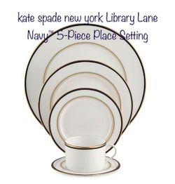Kate Spade China "Library Lane Navy" Dish Set 5pc