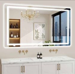 30"x55" LED Bathroom Mirror with Lights Backlit Front Lit Anti-Fog HD Shatterproof Retails $220
