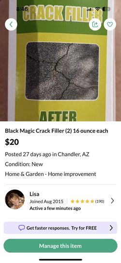 Magic Crack Filler New (2) 16 ounce each Black
