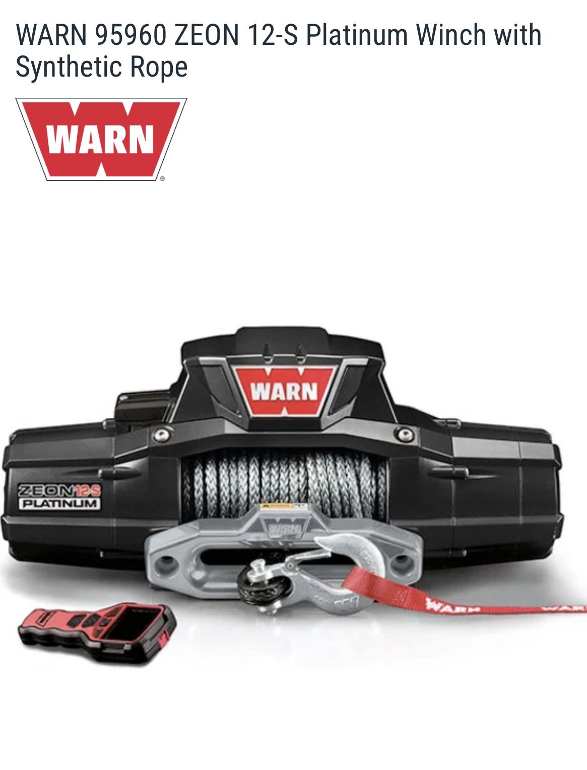 New Warn Winch Zeon 12-S Platinum 95960