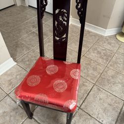 Wooden Chair With Red Padding Asian
