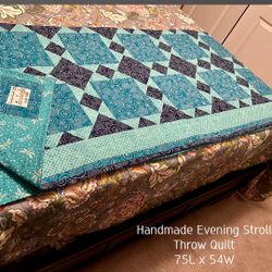 Handmade Large Throw Quilt "Evening Stroll" 54x75