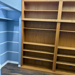 Three Tall Oak Bookcases
