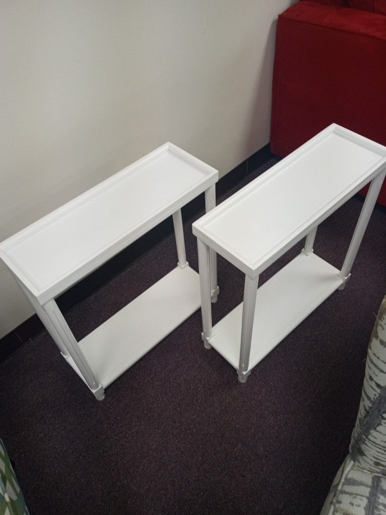 Side End Tables with Shelf, Set of 2