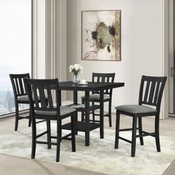 BLACK 42x42 COUNTER HEIGHT DINING TABLE WITH CHAIRS 