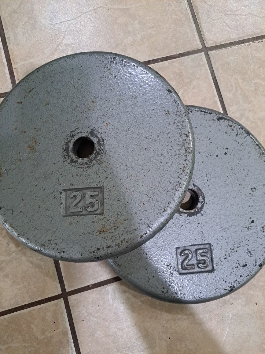 Pair Of 25 Lbs Weight Plates 1 Inch Hole