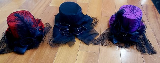 Halloween Gothic Top Hats with Veil (3-Pack)