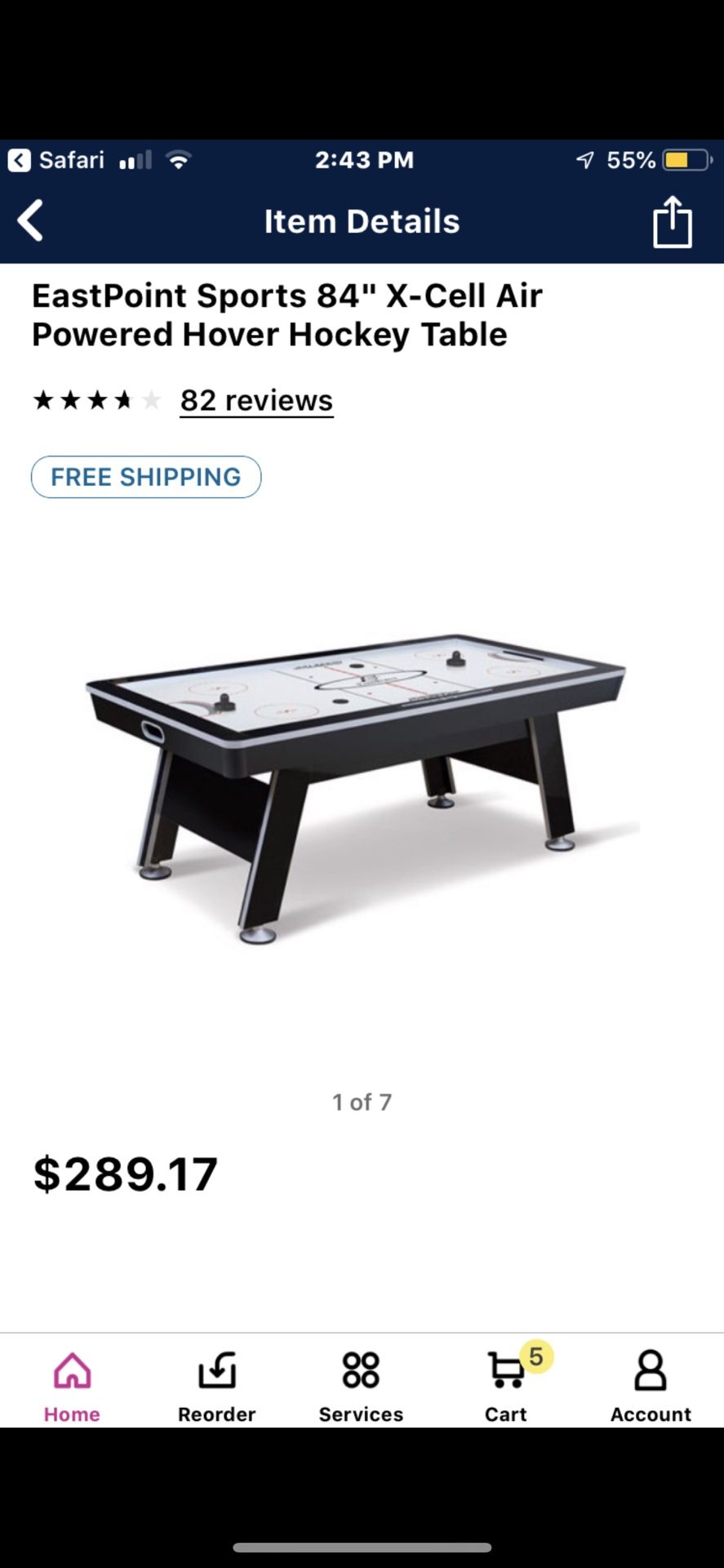 Air hockey table