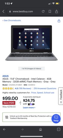 ASUS - 11.6" Chromebook - Intel Celeron - 4GB Memory - 32GB eMMC Flash Memory - Gray - Grey Laptop