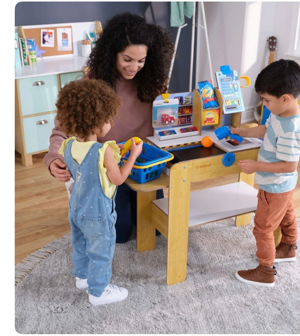 KidKraft Wooden Grocery Store Self-Checkout Center with 30 Accessories