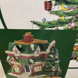 Spode Brand new Xmas Tree Train House Cookie Jar