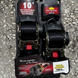 10’ Retractable Ratcheting Tie Down Straps