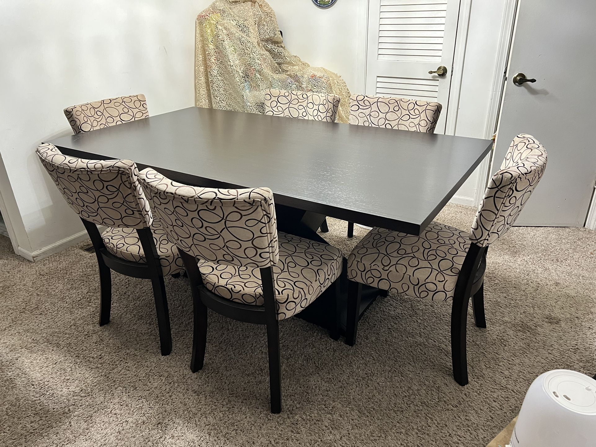Coaster Dark Brown Cappuccino Wooden Contemporary Set 6-Chair Dining Room Table