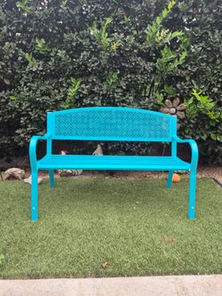 Steel Garden Bench Patio Color: blue