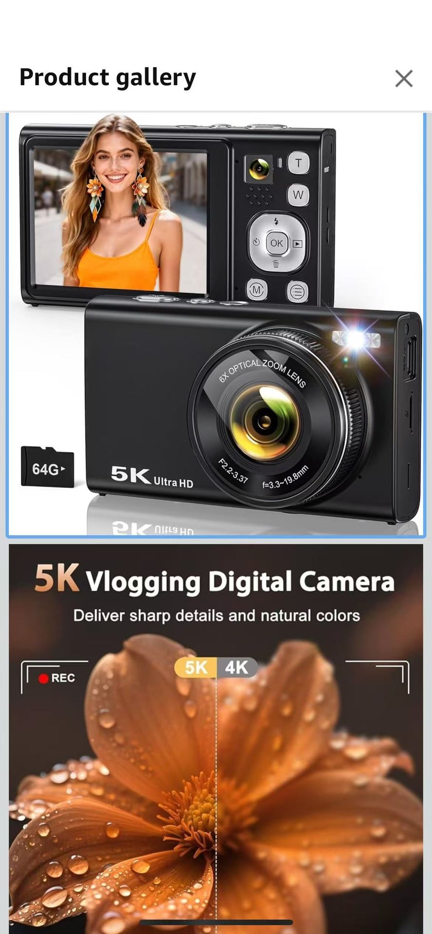 5K Digital Camera for Photography with 6X Optical Zoom, Autofocus 96MP Vlogging Camera for YouTube Video with Dual Lens, Compact Point and Shoot Trave
