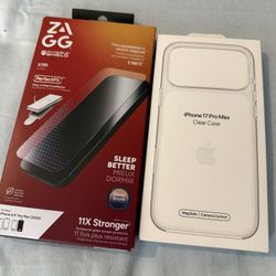 Zagg screen protector and iPhone 17 pro max clear case