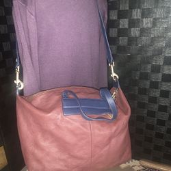 Leather shoulder bag by Pour La Victoire with colorblock design