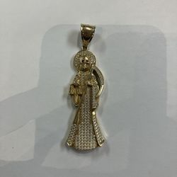 14k Gold Santa Muerte Pendant #109648-2 MGC 