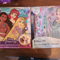 2 Pc. Glitter Paint By Numbers Set-  Disney Pricesses And Frozen