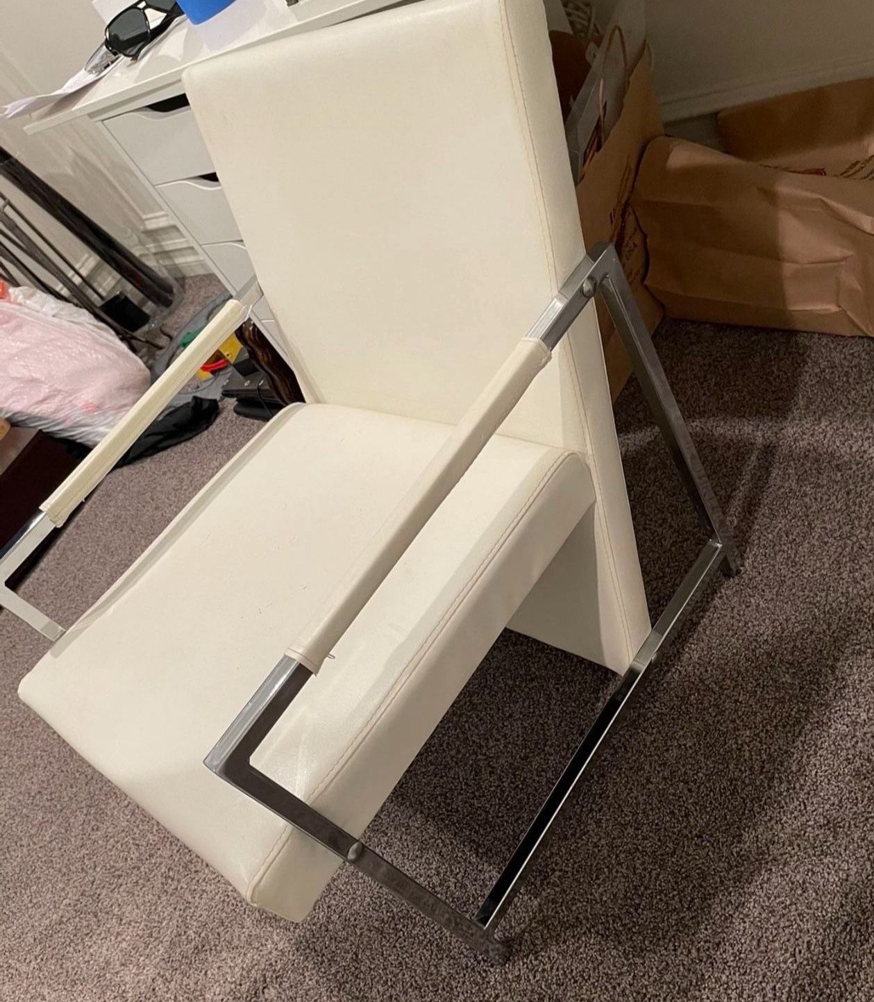 White Leather Accent Chair / Office Chair