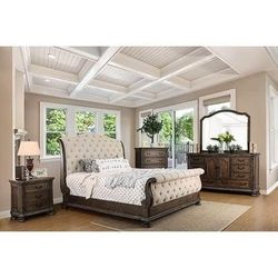 Brand New Rustic 4PC Sleigh Bedroom Set
