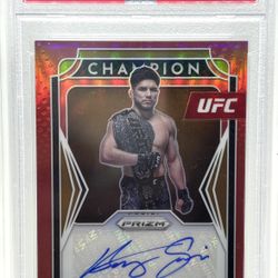 HENRY CEJUDO Auto /99 2022 Prizm UFC Champion Signatures- Red Prizm Auto #CSHCJ PSA 8