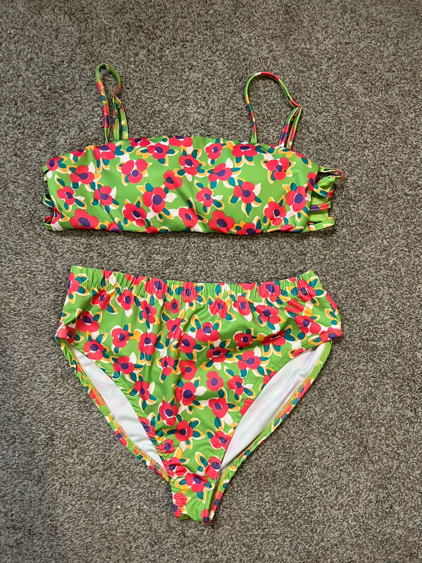 XL Swimsuit Bikini Green Floral