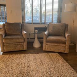 Swivel Accent Chairs,  (2) Taupe Chenile
