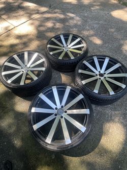 Set of 4 Black Machined Custom Wheels with Tires
