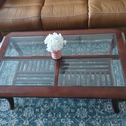 3 Seater Manual Recliner Leather With Tea Table