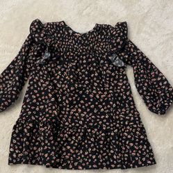 Zara Black Floral Long Sleeve Dress