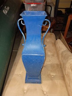 Blue metal vase