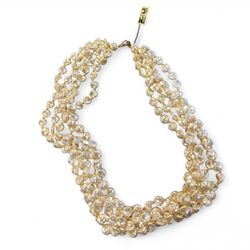 Vintage White Glass Pearl Bead 6 Strand Collar Necklace