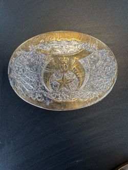 Vintage Metal Belt Buckle, Silver, GP, Masonic, Masons, Silversmith Collection