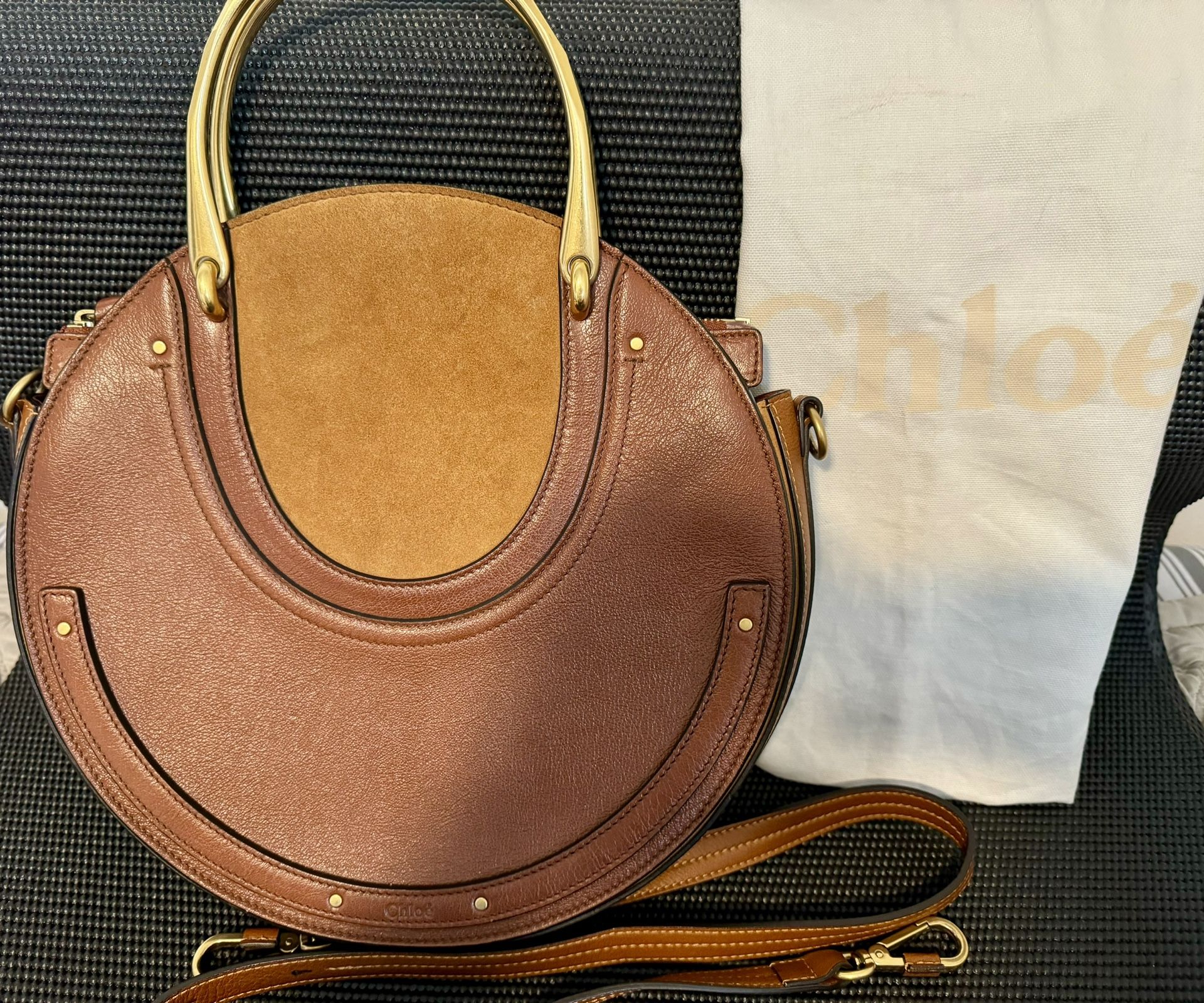CHLOE Calfskin Suede Medium Pixie Bag Saffron Red