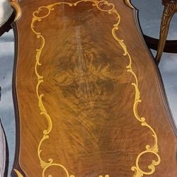 Living Room Set Of 3 Carved Inlaid Wood Tables