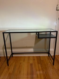 IKEA Laptop Table Black Steel & Glass - VITTSJÖ