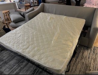 Light Gray Sleeper Sofa with Pull-Out Mattress