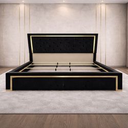 Black And Gold King Bed Frame 