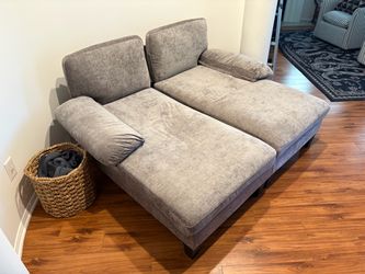 Gray Fabric Double Chaise Sectional Sofa