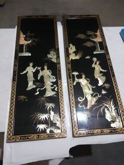Chinese wall art made from some kind of sea shells pearl color