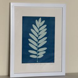 Leaf Cyanotype Art Framed Print