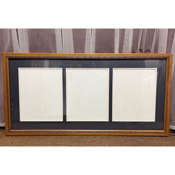 Wooden picture frame, wall photo frame with 3 matted openings. 