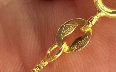 14k Yellow Gold PLATED Box Chain Necklace 22 in Spring Ring Clasp No Stone