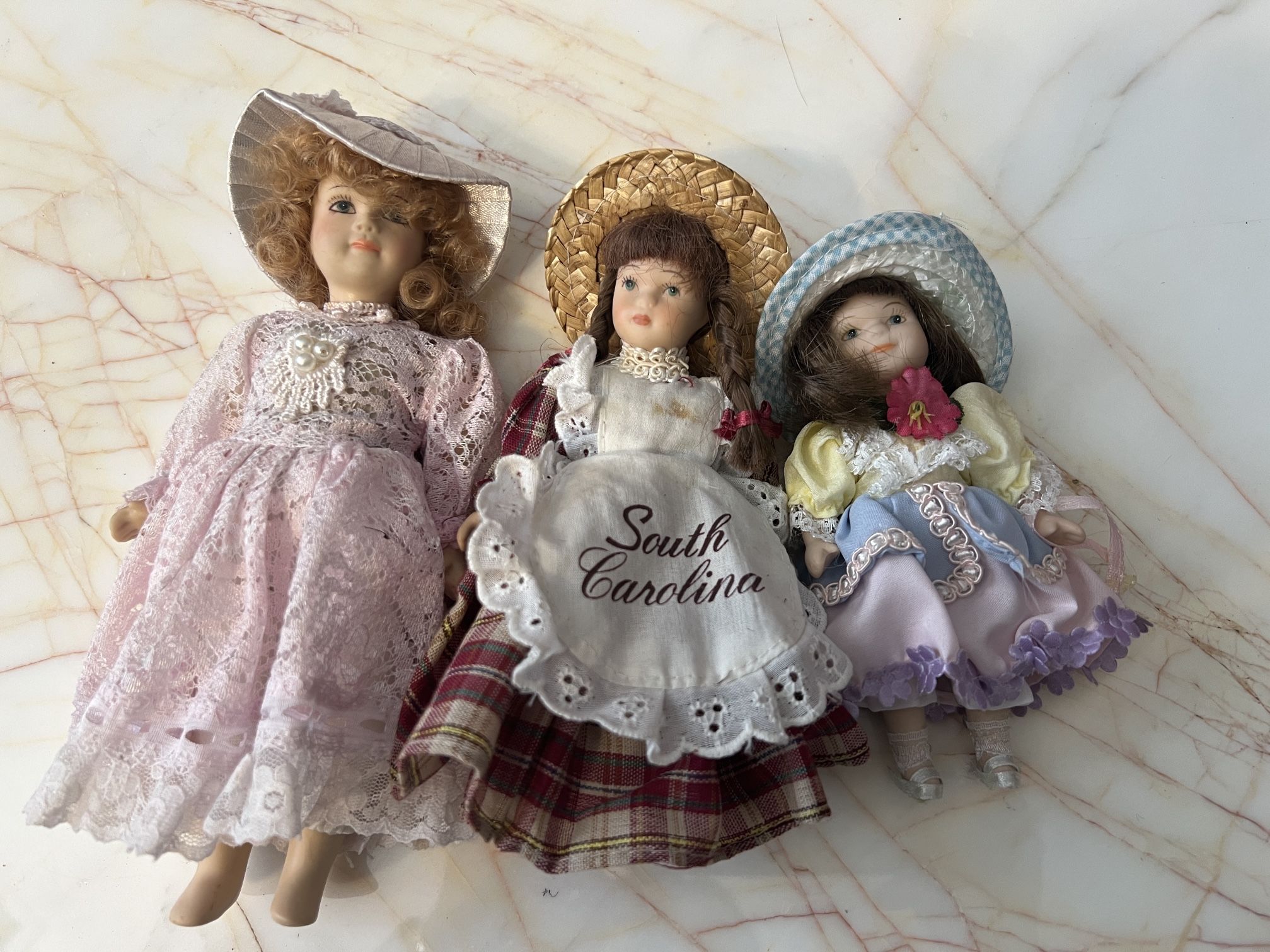 3 Porcelain Small Dolls