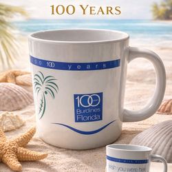 Vintage Burdines Florida 100 Years Coffee Mug – Dolphin “Wish You Were Here” – Rare Dept Store Collectible