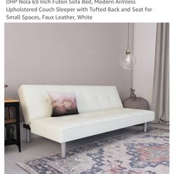 White Leather Futon Like New 
